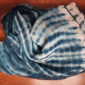 EILEEN FISHER Crinkle Silk Shibori Lines Artisinal Scarf